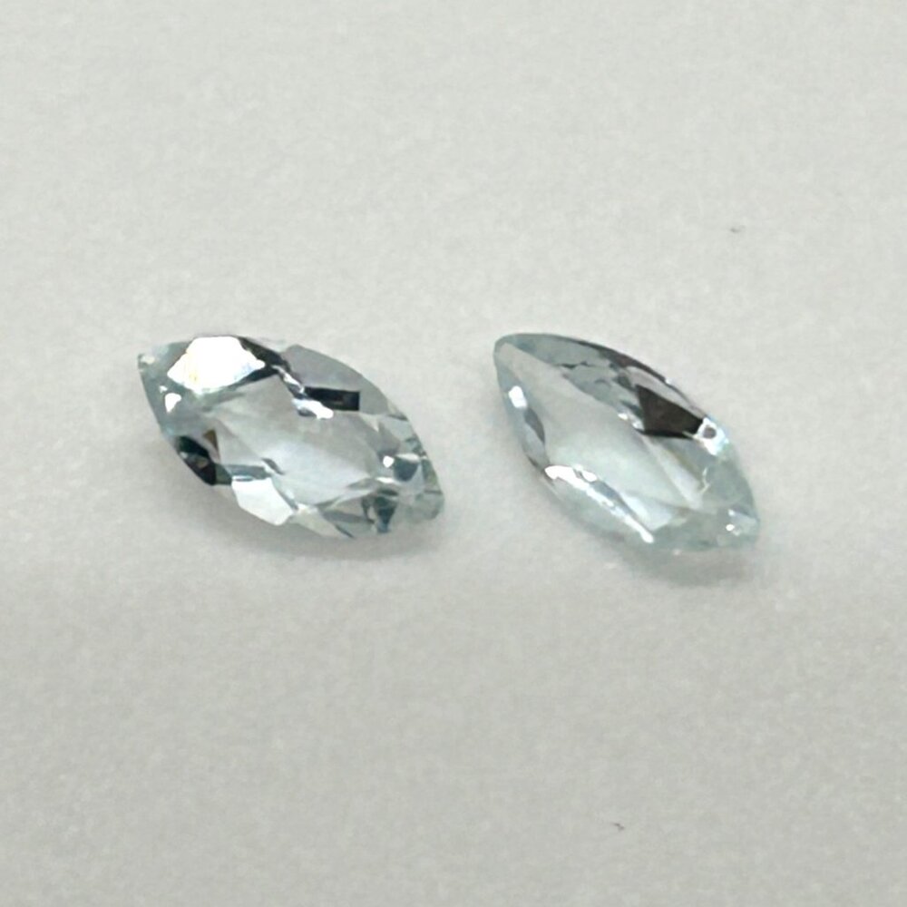 Natural Aquamarine Loose Gemstone Lot 2 Princess Square 2 Marquise Leaf Cut - Picture 2 of 11